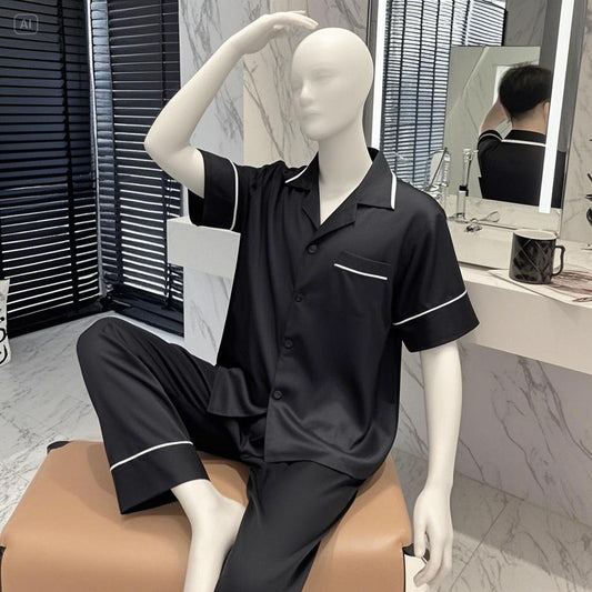 Premium Couple Nightwear – Soft & Stylish Black Silk Set