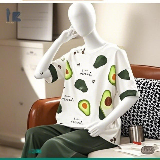 Trendy & Comfortable – Printed Trouser Shirt in Green and White